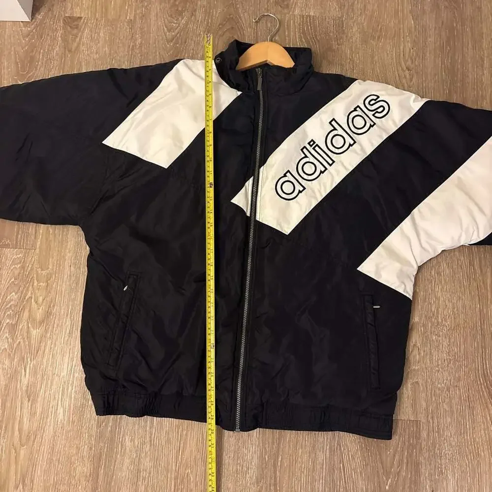 Vintage Adidas Black and White Color Block Puffer Jacket Size L